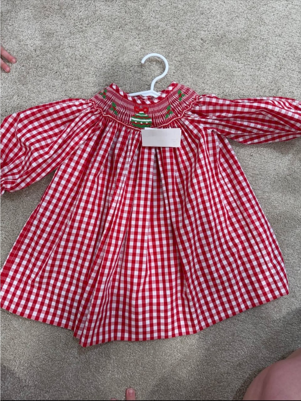 Red and White Gingham Smocked Christmas Dress